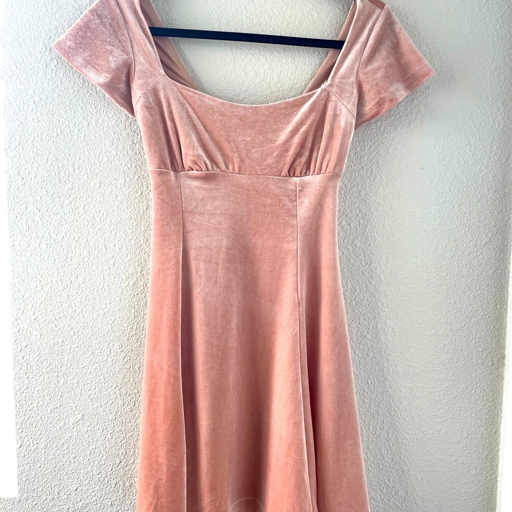 Pink velvet dress